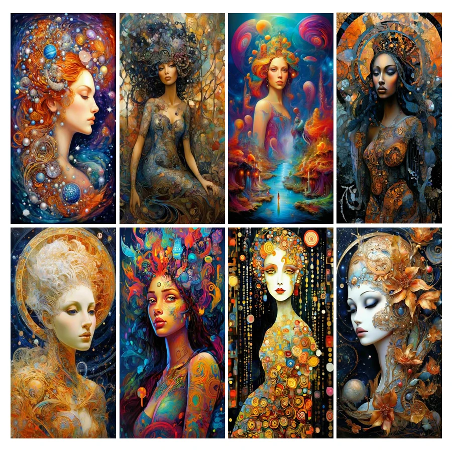 Fullcang Diy Big Size Diamond Painting Elegant Goddess Full Mosaic Embroidery Beautiful Woman Picture Jewelry Cross Stitch Kits