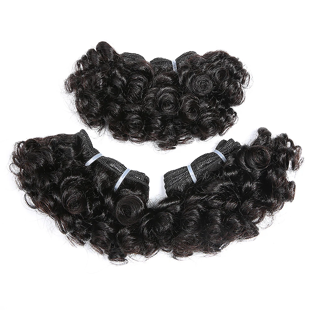 Korte Bouncy Krullend Menselijk Haar Bundels Inslag Braziliaanse Haar Bundel Korte Diepe Losse Golf Bundels Natuurlijke Kleur 6 Inch #3Pcs