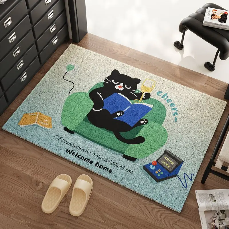 Internet celebrities cat door mat thickened door door non-slip foot mat entrance porch silk ring dust resistant dirt mat carpet