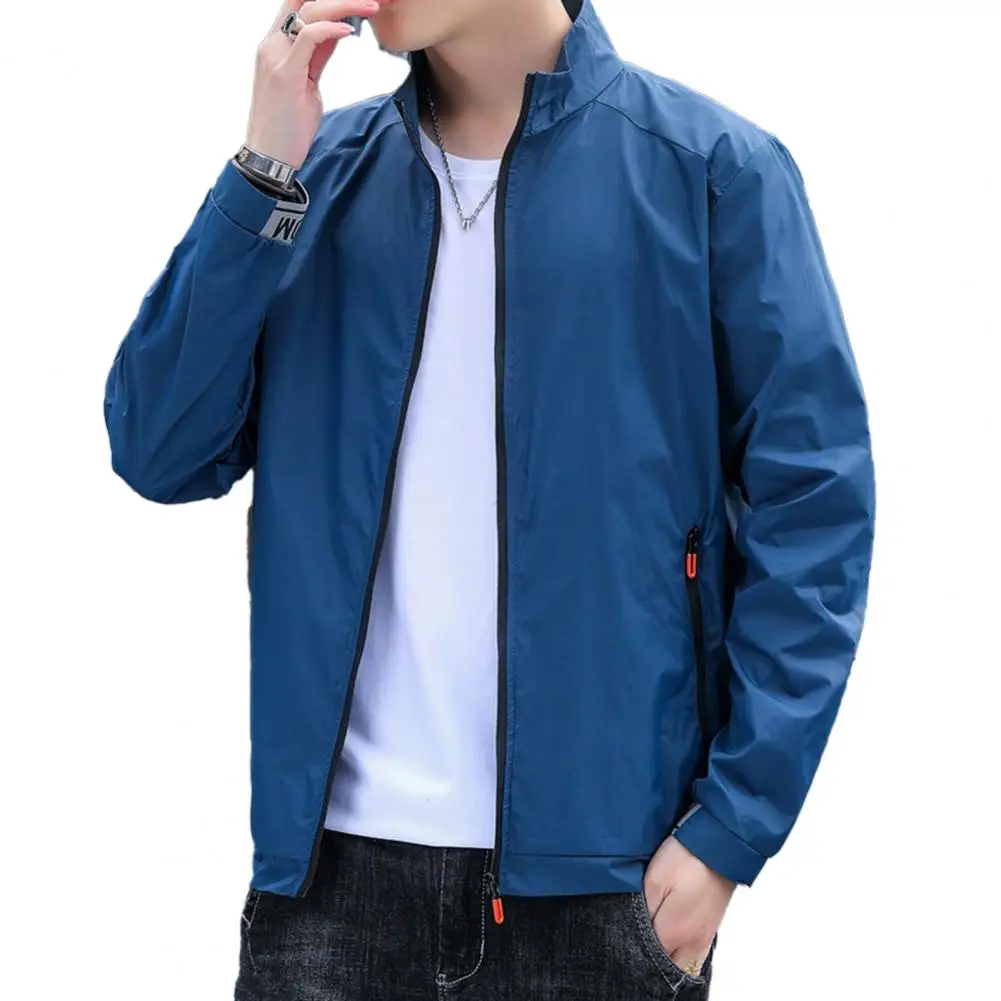 

Men Sunscreen Coat Long Sleeve Sun Protection Jacket Cycling Sunscreen Jacket Men Jacket Long Sleeve Pocket Zipper Coat