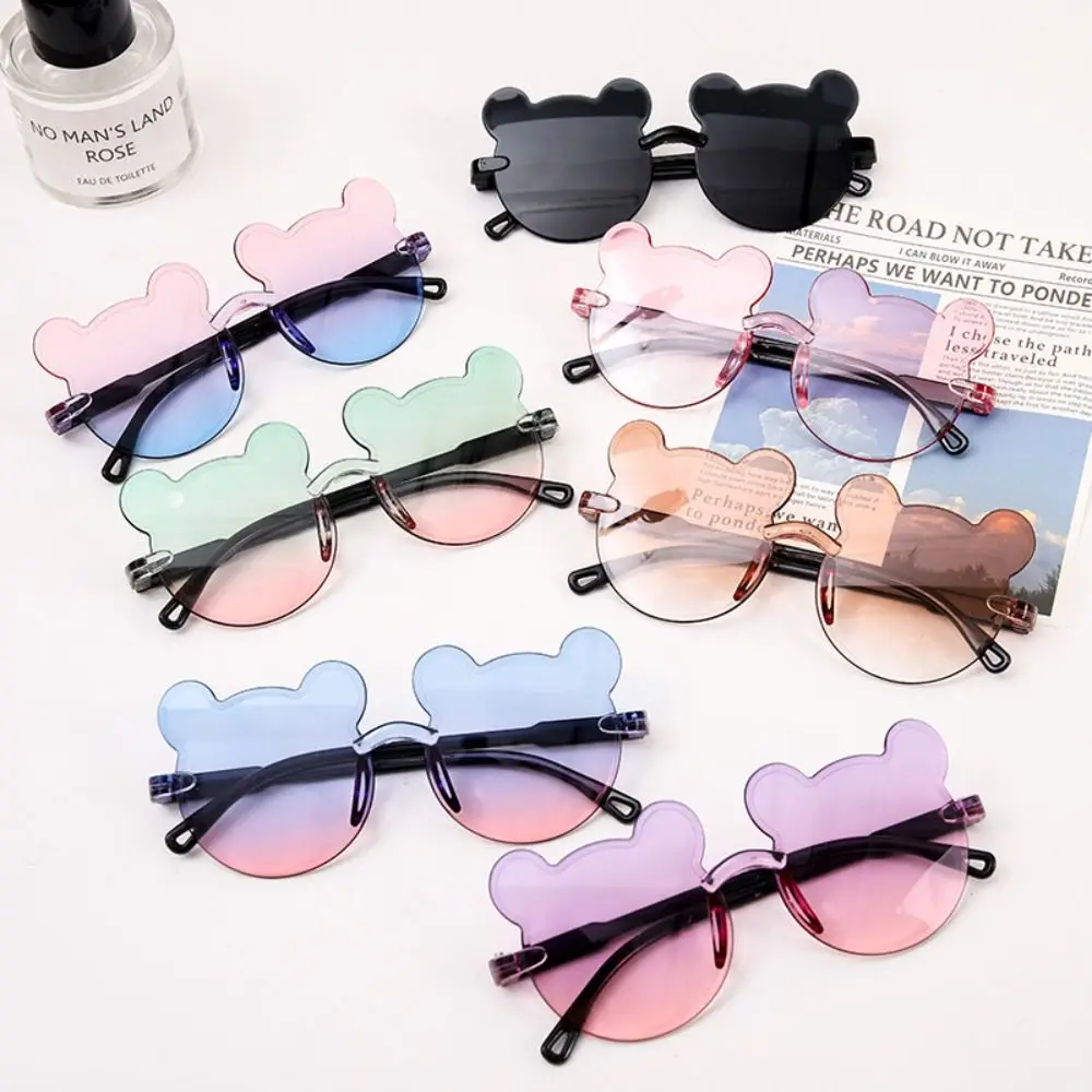 

New PC Kids Sunglasses Party UV375 Cartoon Bear Gradient Little Bear Children Rimless Sun Glasses for Boys Girls
