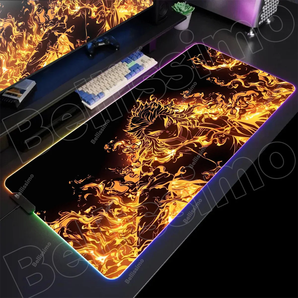 

Demon Slayer Kimetsu No Yaiba LED Gaming Mousepads Large Desk Mat PC Gamer XL Mousepad RGB Mouse Pad Luminous Mouses Mice Mats