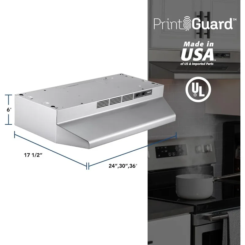 Fingerprint resistente Ductless sob armário Range Hood, acabamento inoxidável com guarda de impressão, 30 ", 4130SF