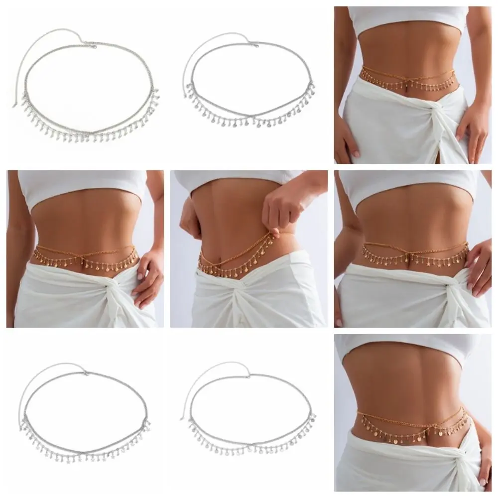 Shell Rhinestone Star Waist Belly Chain Korean Style Gold Plated Tassel Body Jewelry Iron Chain Holiday