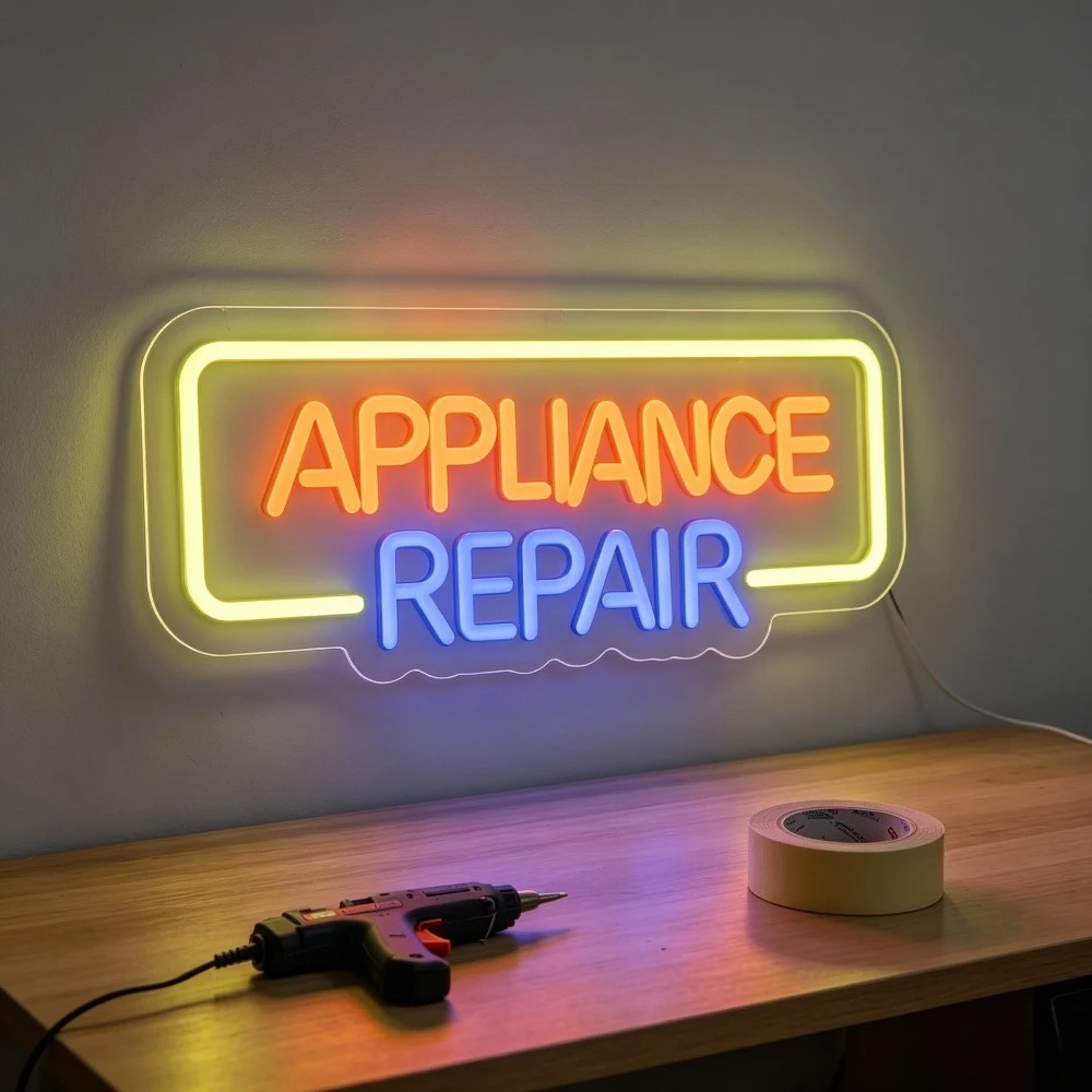 Appliance Repair Neon Sign LED Light Decor USB Rechargeable Wall Art Sign for Workshop Garage Store Advertising Lighting