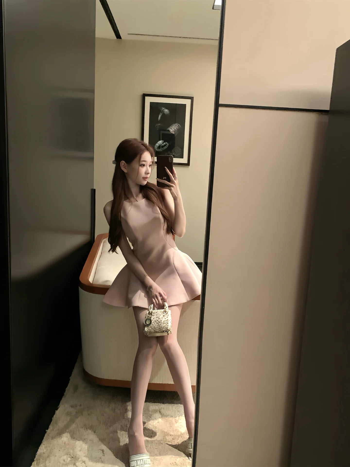 

Coolline Pink Svel Women's Dr Waist-Cinching 3D Tailoring Commute Sle Spring Summer Autumn Urban Scene