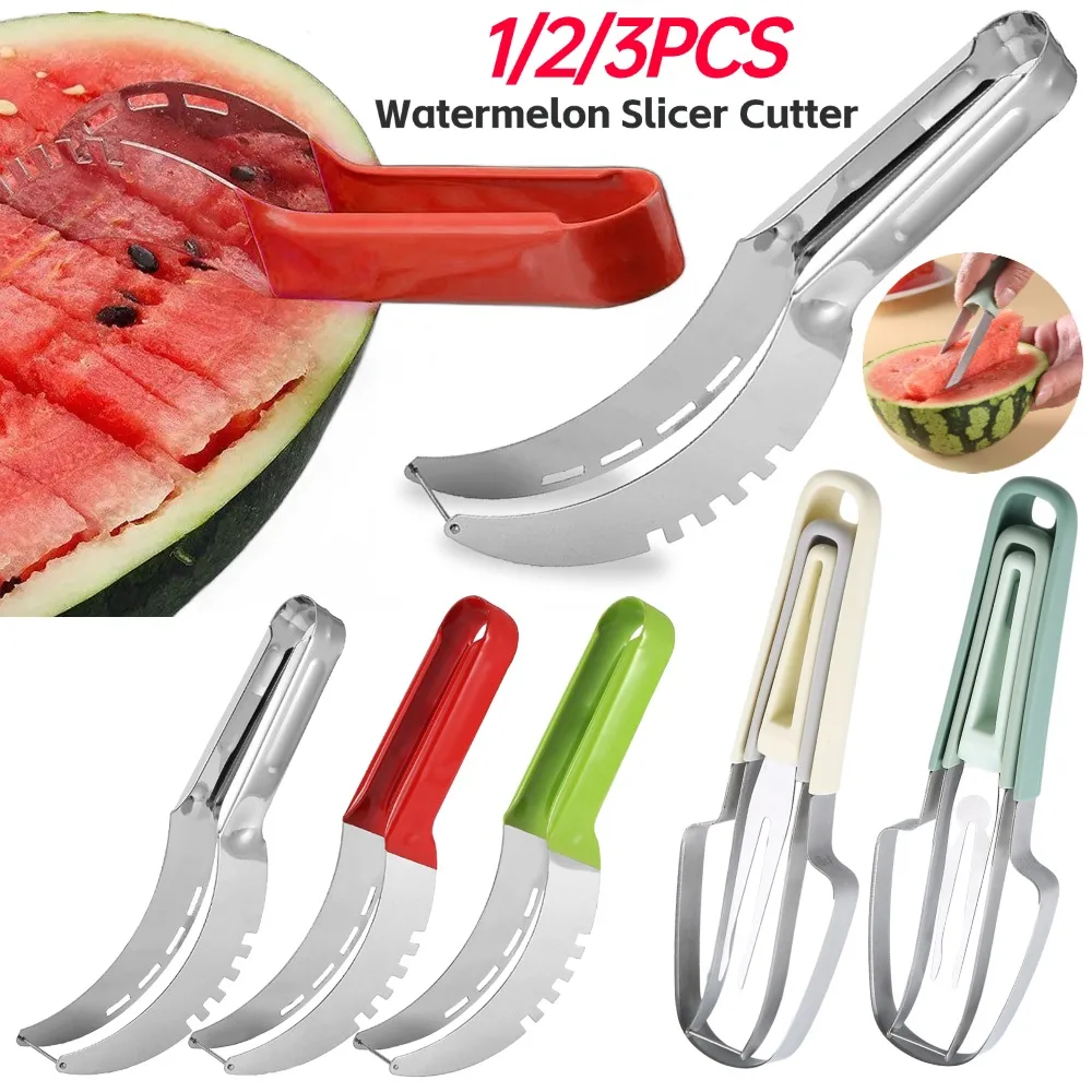 1/2/3PCS Watermelon Cutter Slicer Stainless Steel Fruits Slicing Tools Non-Slip Handle Pineapple Cantaloup Knife Kitchen Tools