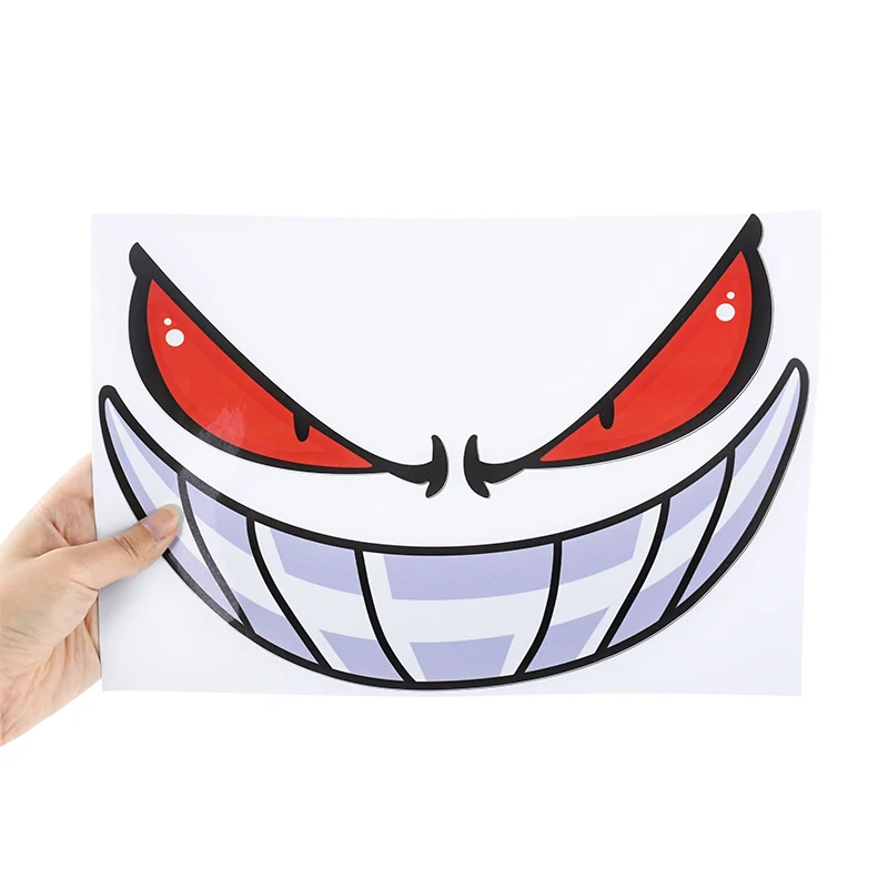 Grin Eyes Smiling Devil Motorcycle Safety Warning Stickers Decor Moto Bike Scooter Body Windshield Helmet Tailbox Decal Decors