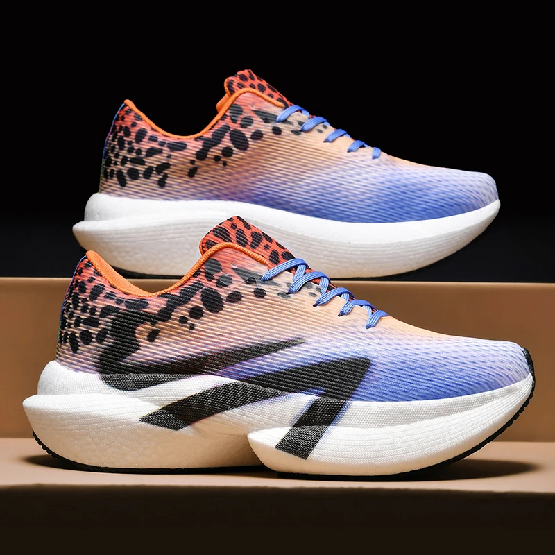 Herren-Freizeitsportschuhe, farbenfrohe Laufschuhe mit Leopardenmuster und Farbverlauf, dicke Sohle, hohe Dämpfung, atmungsaktive Laufschuhe mit feinem Mesh-Material, rutschfest und abriebfest, ideal für Langstreckenläufe, Fitness-Training, tägliche Anlässe und Reisen, trendige Unisex-Schuhe. – Detail 21