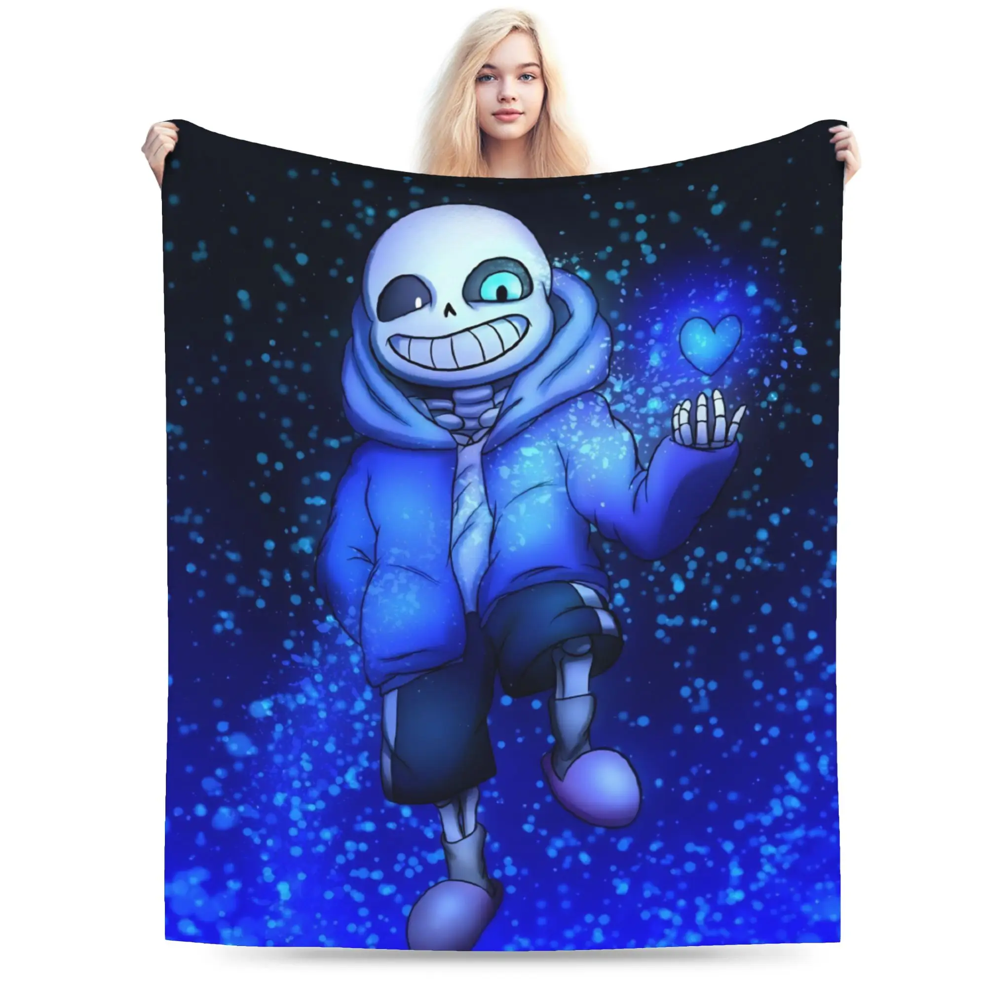 Game Undertales Sans Blanket Flannel Printed   Multi-function Lightweight Thin Throw Blanket for Home Car Plush Thin Quilt