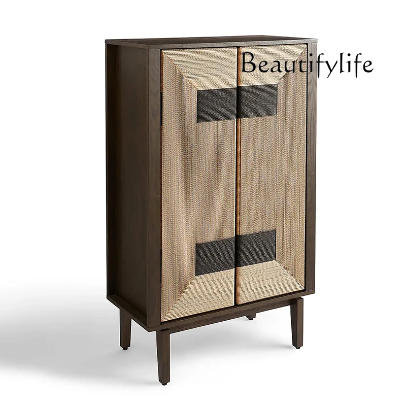 

Retro solid wood dining side cabinet Nordic design antique locker storage B & B home