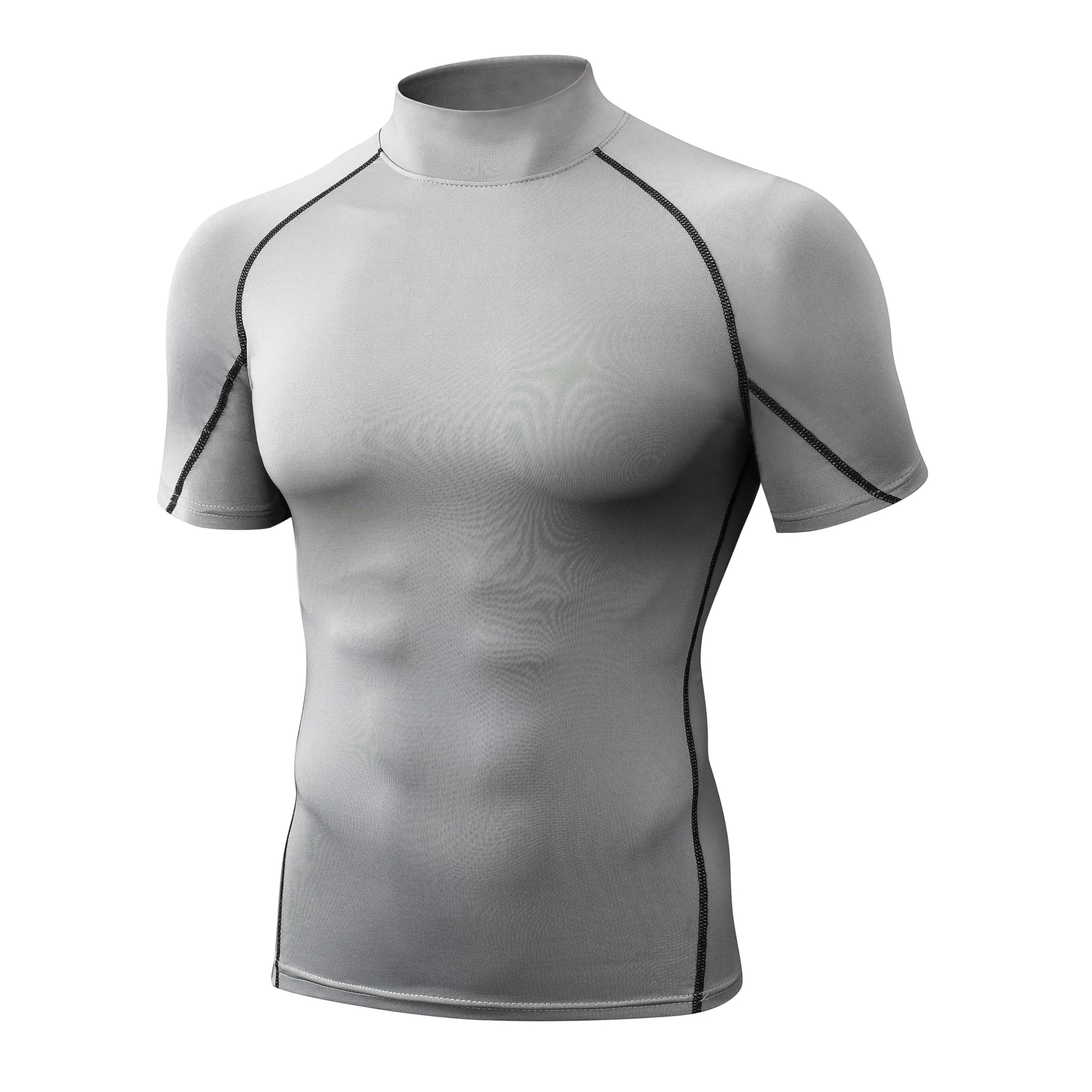 

Quick-Drying Compression T-Shirt for Men Summer Short Sleeve Mock Neck Tee Athletic Top for Sports Training Gym