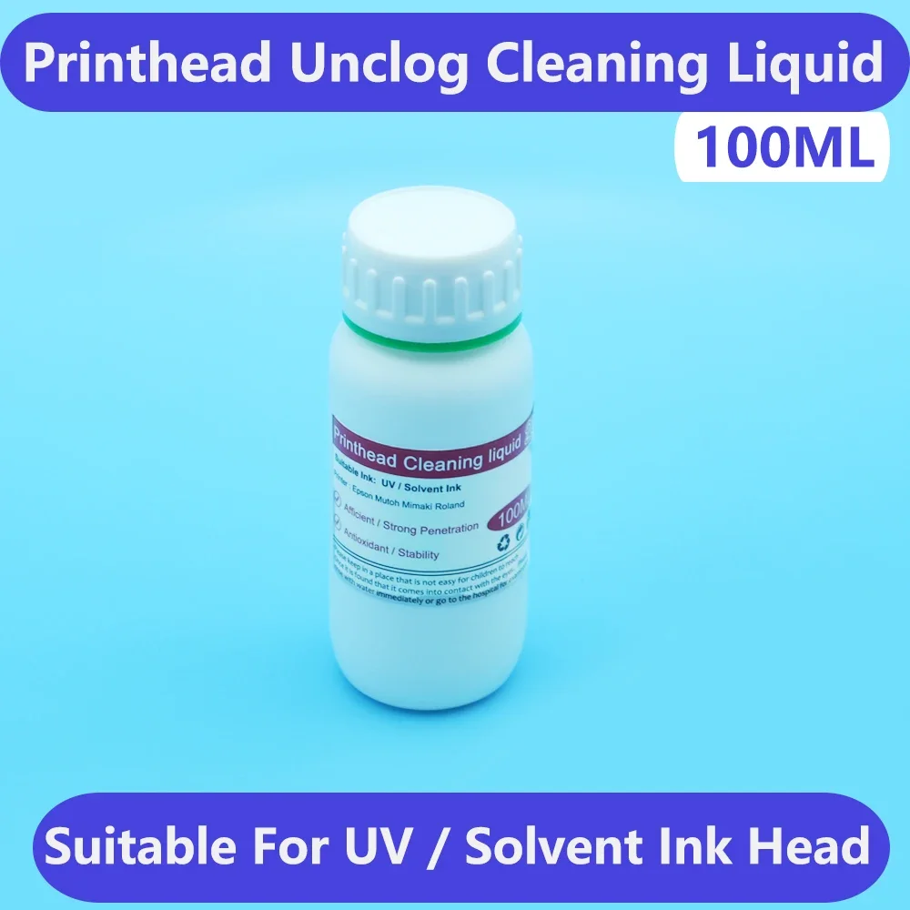 100ML Print Head Cleaning Liquid Cleaner Unclog DTF Sublimation Pigment Eco Solvent UV Ink Print Head Repair Clogged XP600 4720