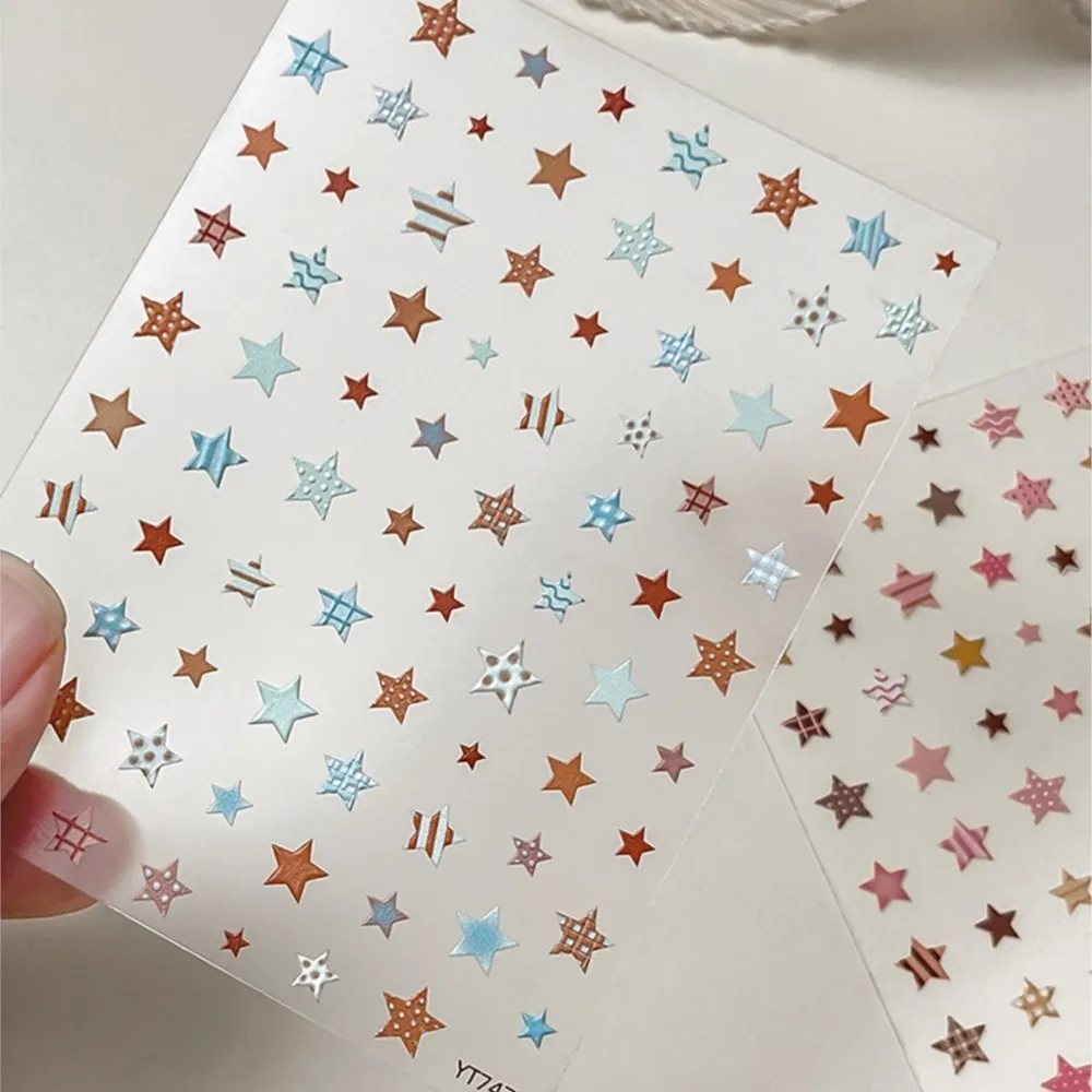 2Pcs/Lot 5D Embossed Relief Pentagram Star Nail Art Decals Five-pointed Star Self Adhesive Nail Stickers DIY Manicure Sliders