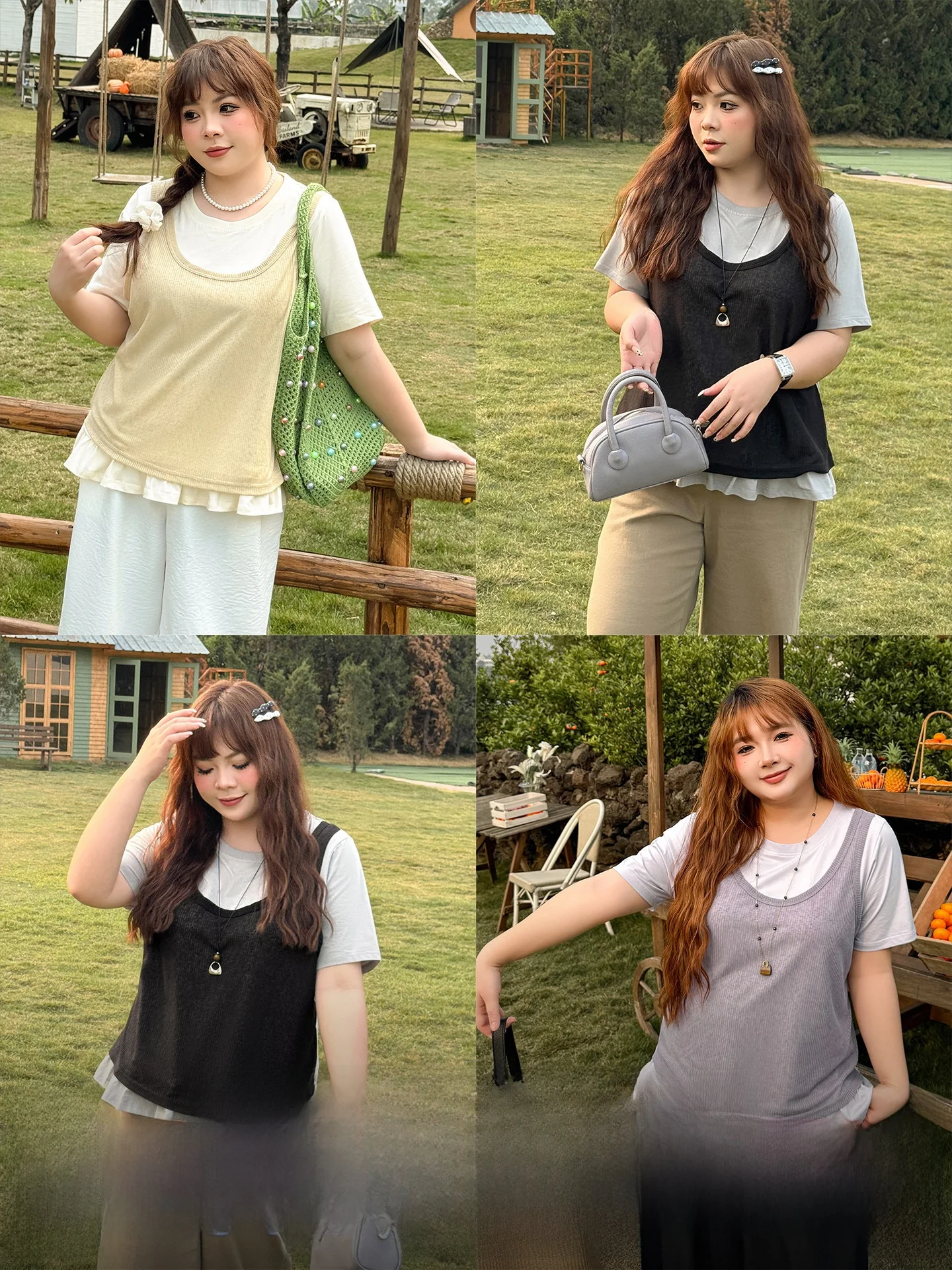 

plus Size Women's Ice Porcelain Cotton Short Sleeve round Neck T-Shirt Fake Two-Piece Casual Loose Fit Summer Top for Heavy G...