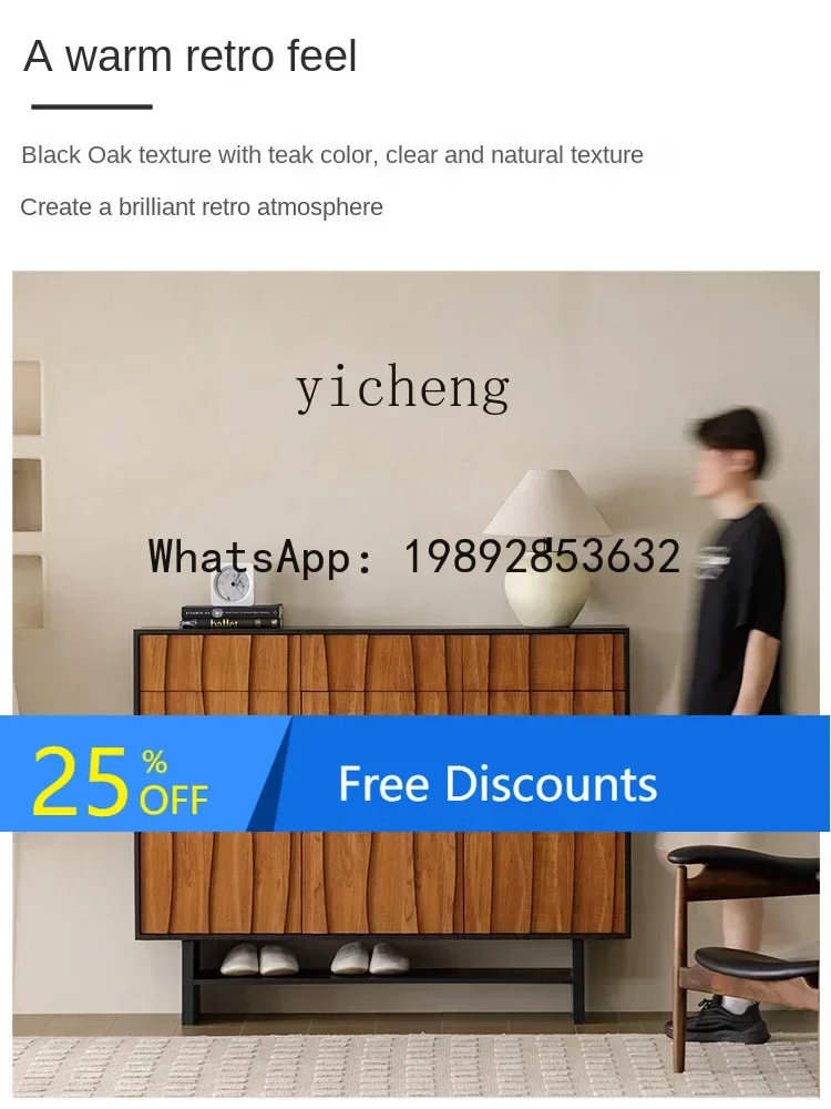 

LYY Solid Wood Shoe Cabinet Doorway Entrance Aisle Modern Simple Hallway Locker