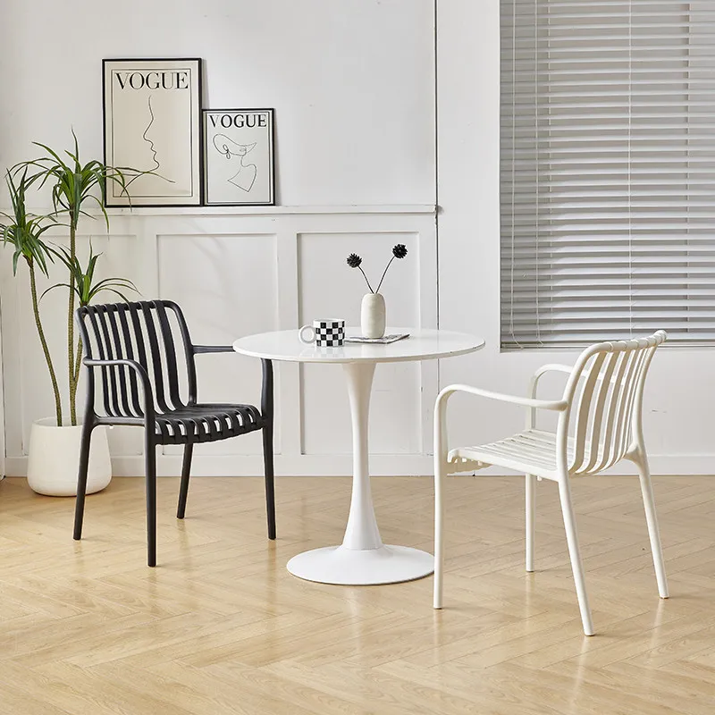 Stackable Trendy Dining Chairs Armrest Outdoor Blue Bedroom Chairs Nordic Garden Ensembles De Meubles De Jardin Furnitures