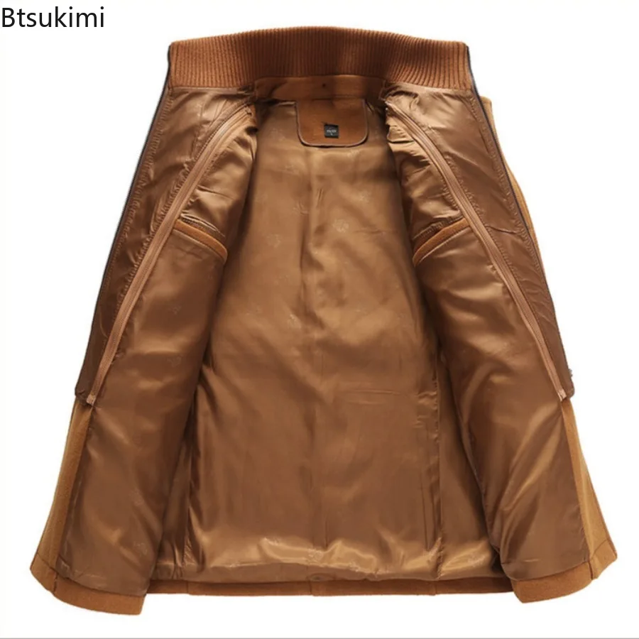 2025 Men's Fashion High-End Business Woolen Coat Atmosphere Long Thickened Wool Overcoat Autumn Winter Middle-Aged Stylish Coats