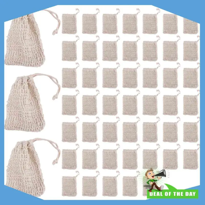 

24-Hour Delivery Shower Bath Sisal Soap Bag Natural Sisal Soap Bag Exfoliating Soap Saver Pouch Holder 50Pcs