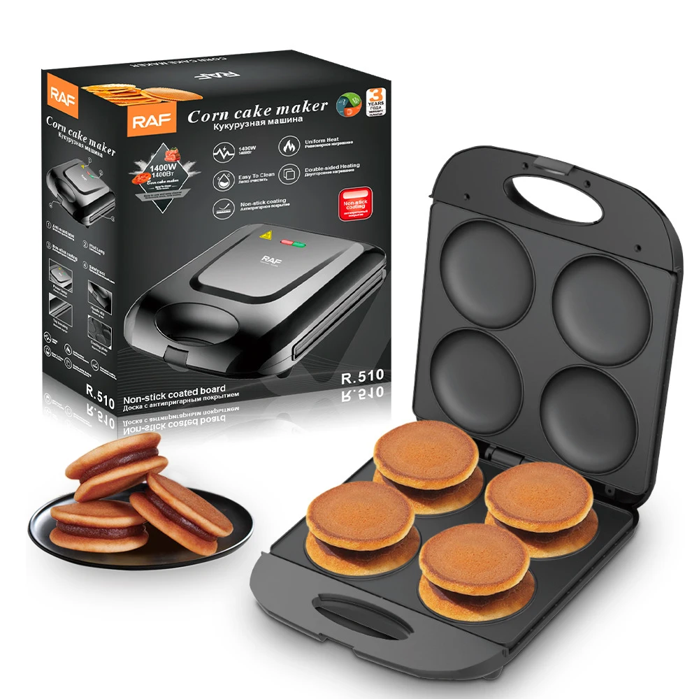 1600W Electric Waffles Maker 4 Pan Dorayaki Cake Maker Cooking Machine Double Heating Non-Stick Cook Plates Hotcakes Machine