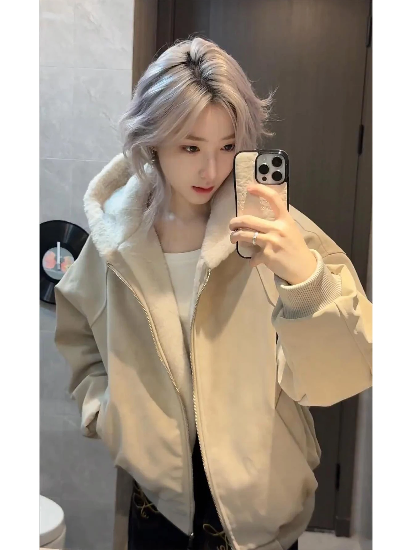 

Thiened зимнее хлопковое пальто для мужчин и женщин с капюшоном, теплое пальто в стиле ретро с меховым воротником, американская стойка, длинный све