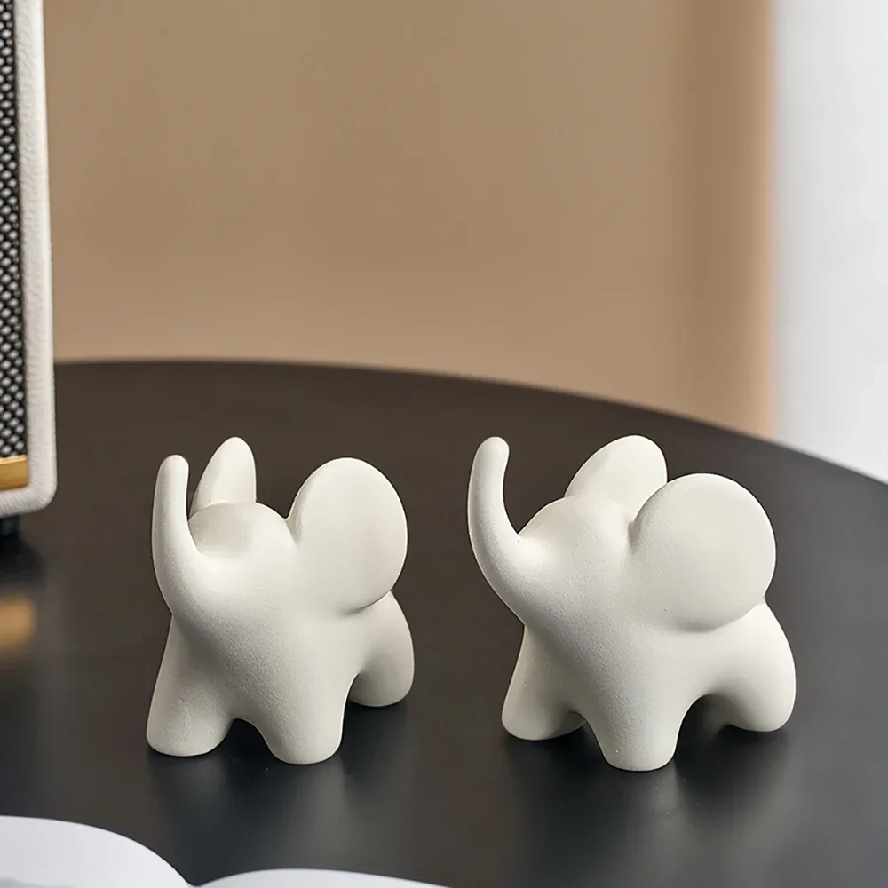 Small Simple Style Resin Elephant Ornament Entry Door Entryway TV Cabinet Desktop Decorative Ornament Ring Storage