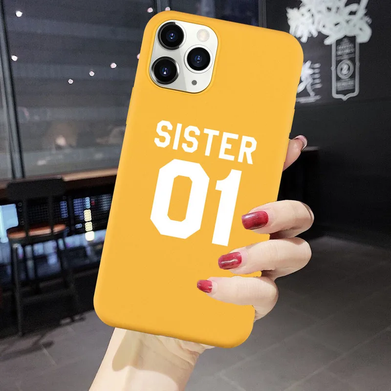 Best Friends Bff Sisters Phone Case for Iphone 7 8 Plus 12 11 Pro X 13 14 SE XR XS Sisters 01 02 03 Letter Silcone Phone Cover