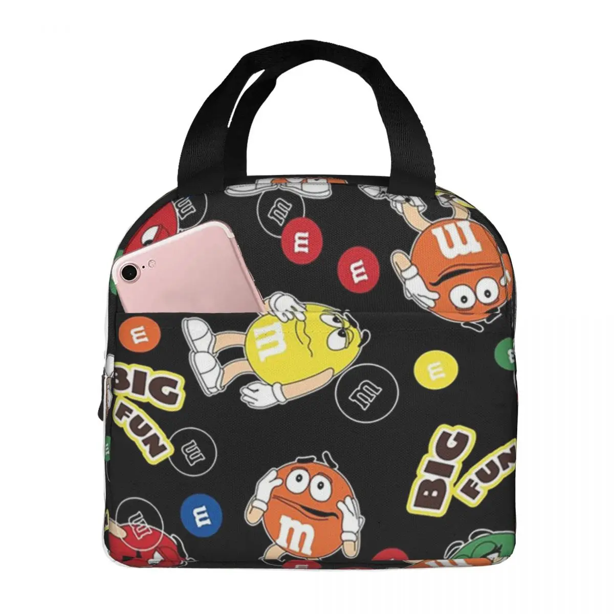 M And M Candy Character Baby Lunch Bags Insulated Bento Box Waterproof Lunch Tote Leakproof Cooler Thermal Bag for Woman