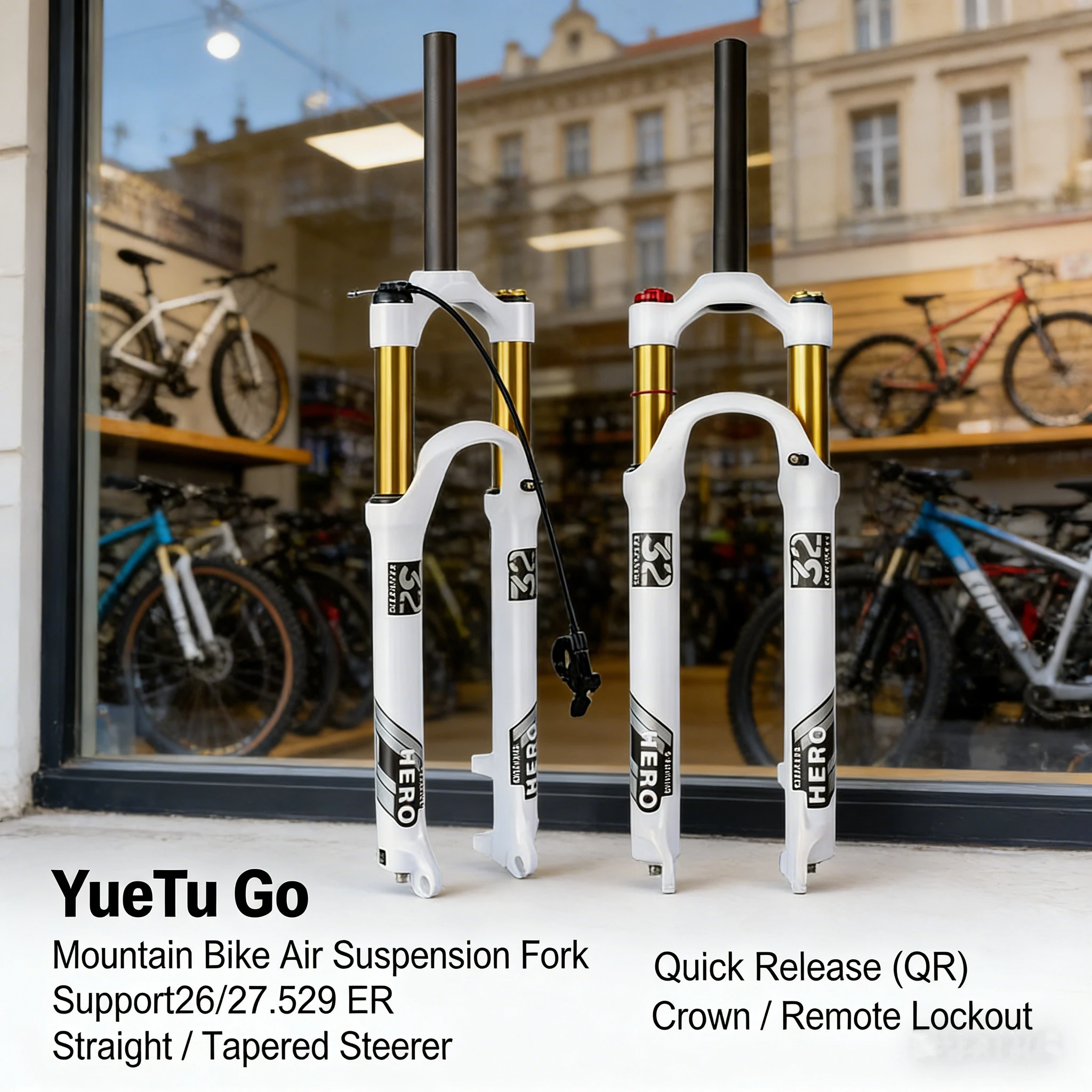 

Mountain Bike Front Fork Soil Slope XC Air Pressure Is Not So Fork 26/27.5/29 ER 100-140MM Stroke 32 Tubes QR Crown / Remote