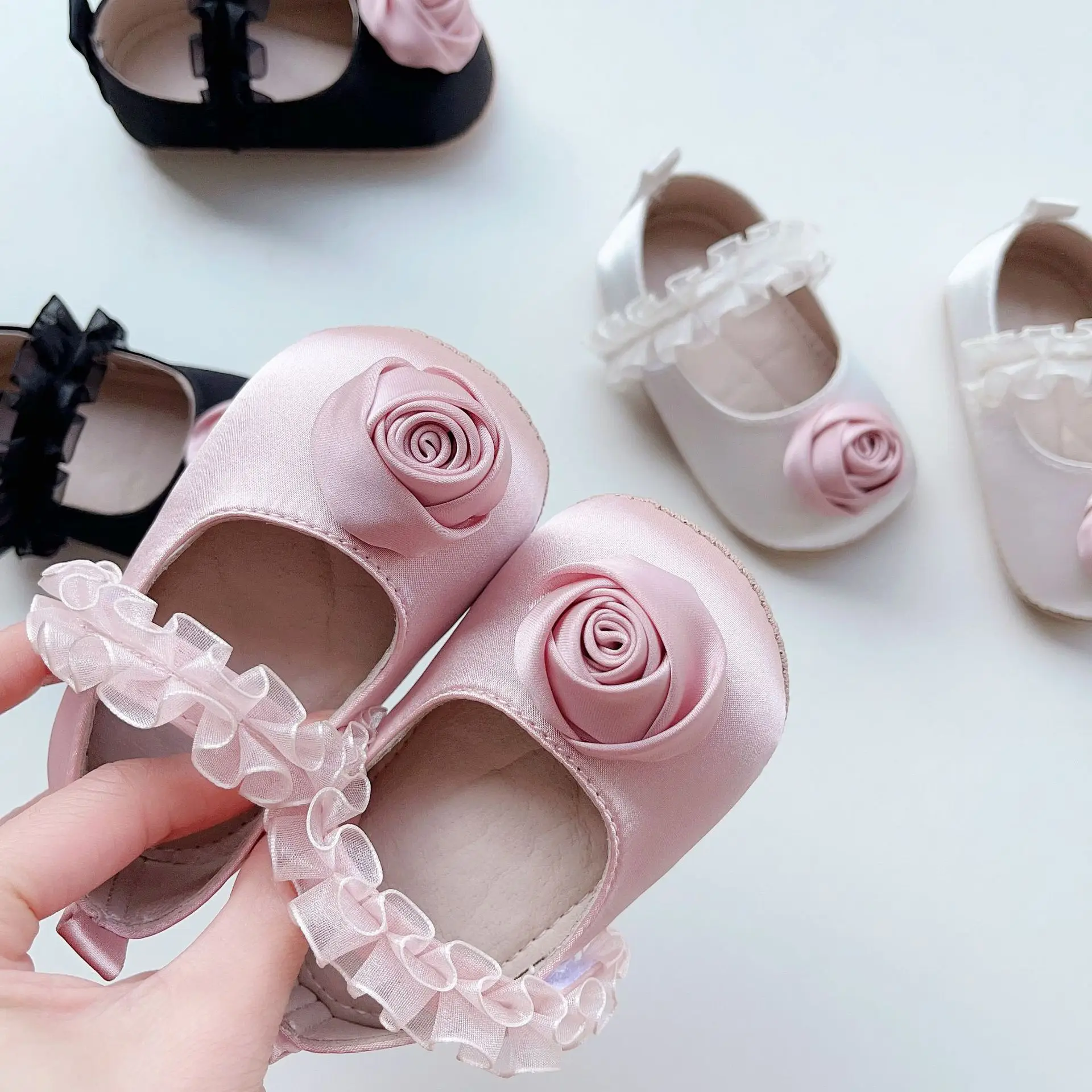 Baby Girl Cute Lace Toddler Shoes Korean Style Anti-slip Breathable Soft-soled Casual Simple Sweet Girls Cute Princess Shoes