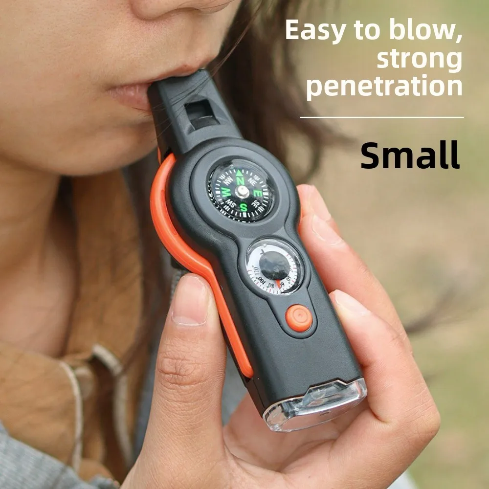 Thermometer, Reflector 7-in-1 Multi-Functional Whistle - Portable Durable Outdoor Survival Whistle 7-in-1 Emergency Whistle