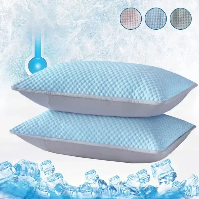 Summer Cooling Pillowcase Solid Color Ice Bean Bean Pillowcase Cool Feeling Air Conditioning Cover Washable  (No Pillow) 48x74cm