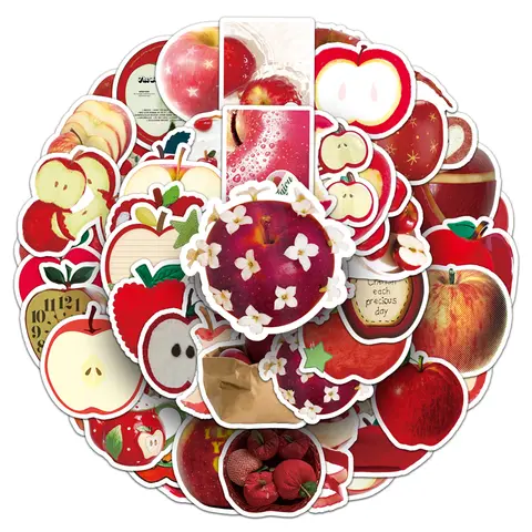 50 पीस मज़ेदार एप्पल कार्टून प्यारा वाटरप्रूफ स्टिकर स्केटबोर्डिंग रेट्रो होम डीकल स्टिकर 8 best sales एप्पल लोगो स्टिकर - №3