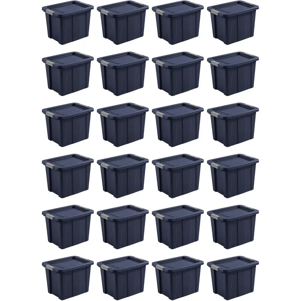 

24-Pack Heavy-Duty Storage Bins with Lids, 18 Gallon Capacity, Indigo Blue