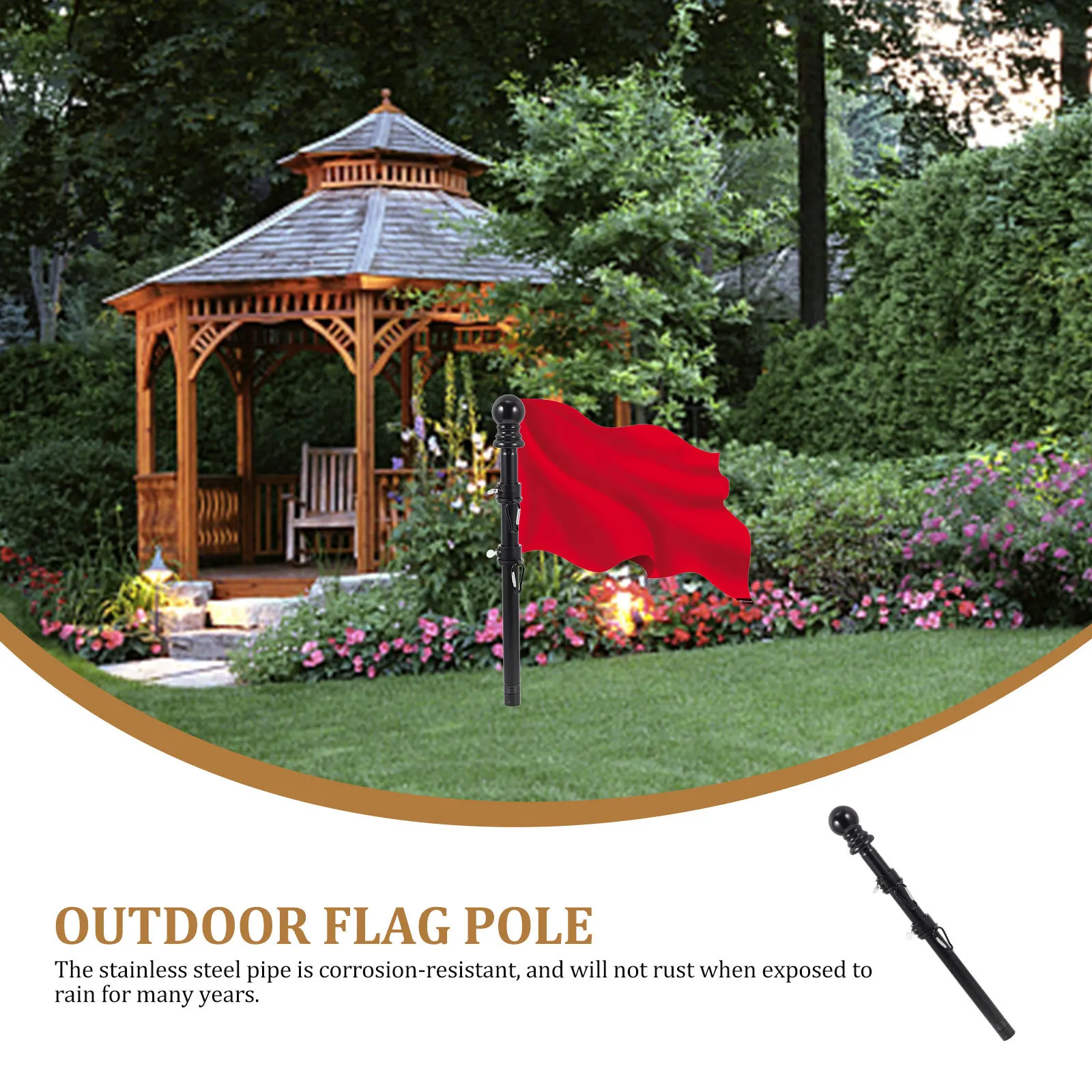 

1Set Stainless Steel Rotating Flagpole Durable Outdoor Garden Yard Wall Mount Metal Flag Stand Anti-Winding Commercial Flag