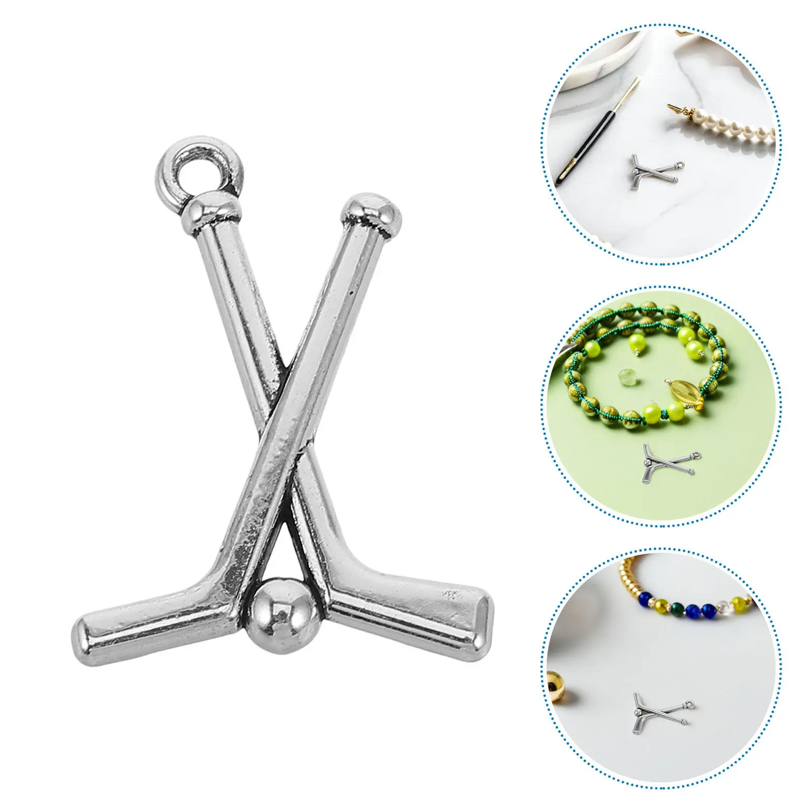 16 Pcs Pendant Puck Charm Stick Skate Ball Sports Beads for DIY Necklaces Bracelets Charms Player