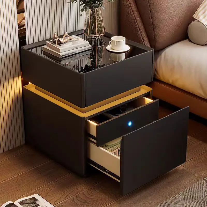 

￥%Contemporary Luxury New Smart Wireless Charger Nightstand Side Table Bedroom Furniture Table Bedside With Charging Station