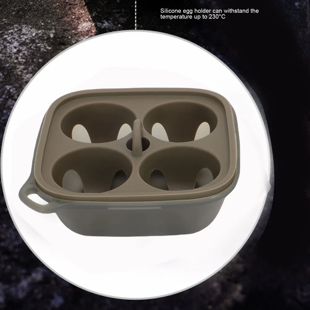 PP Silicone Egg Storage Box Olive Green 4 Grid Egg Holder Tray Crush Resistant Shock Proof Egg Holder Container Travel Outdoor