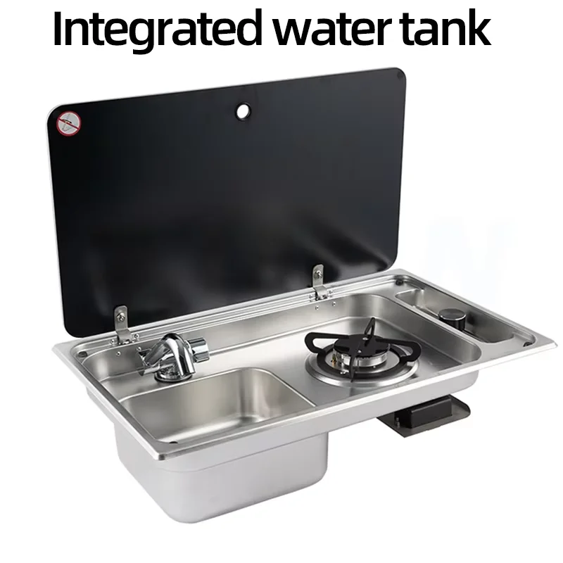 موقد غاز RV متعدد الوظائف قابل للطي مع حوض المطبخ موقد غاز بالوعة اثنين في واحد قافلة مخفية رئيس واحد موقد للخارجية