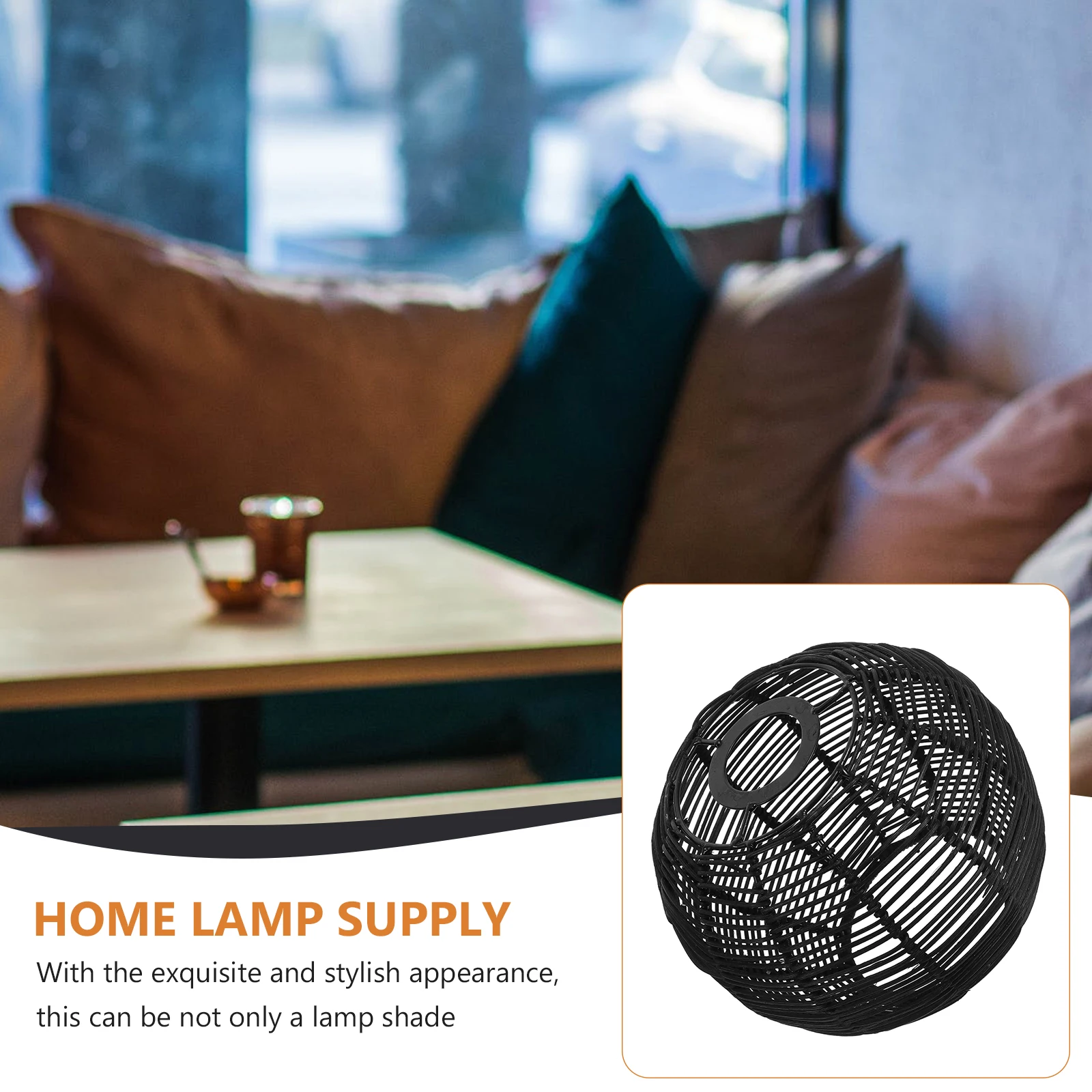 

1PCS Creative Woven Pendant Lamp Shade Rattan Retro Decor Black XH23-418 Paper Iron Hanging Light Cover Replacement