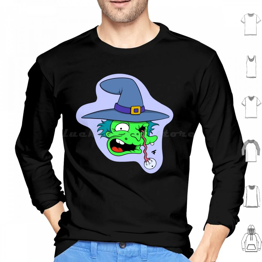 Witch-Background Hoodies Long Sleeve Witch Halloween Spooky Horror Costume Creepshow Creepy Eyeball Cute Cartoons Cool