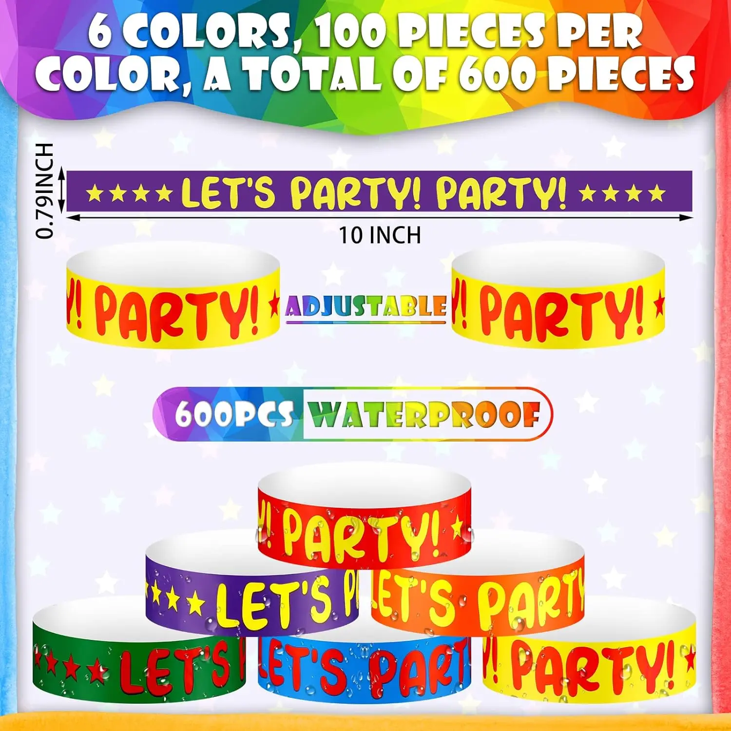 Event Wristbands 600 Pack Neon Colored Paper Arm Bands Lightweight For Parties Mixed Colors Party Supplies