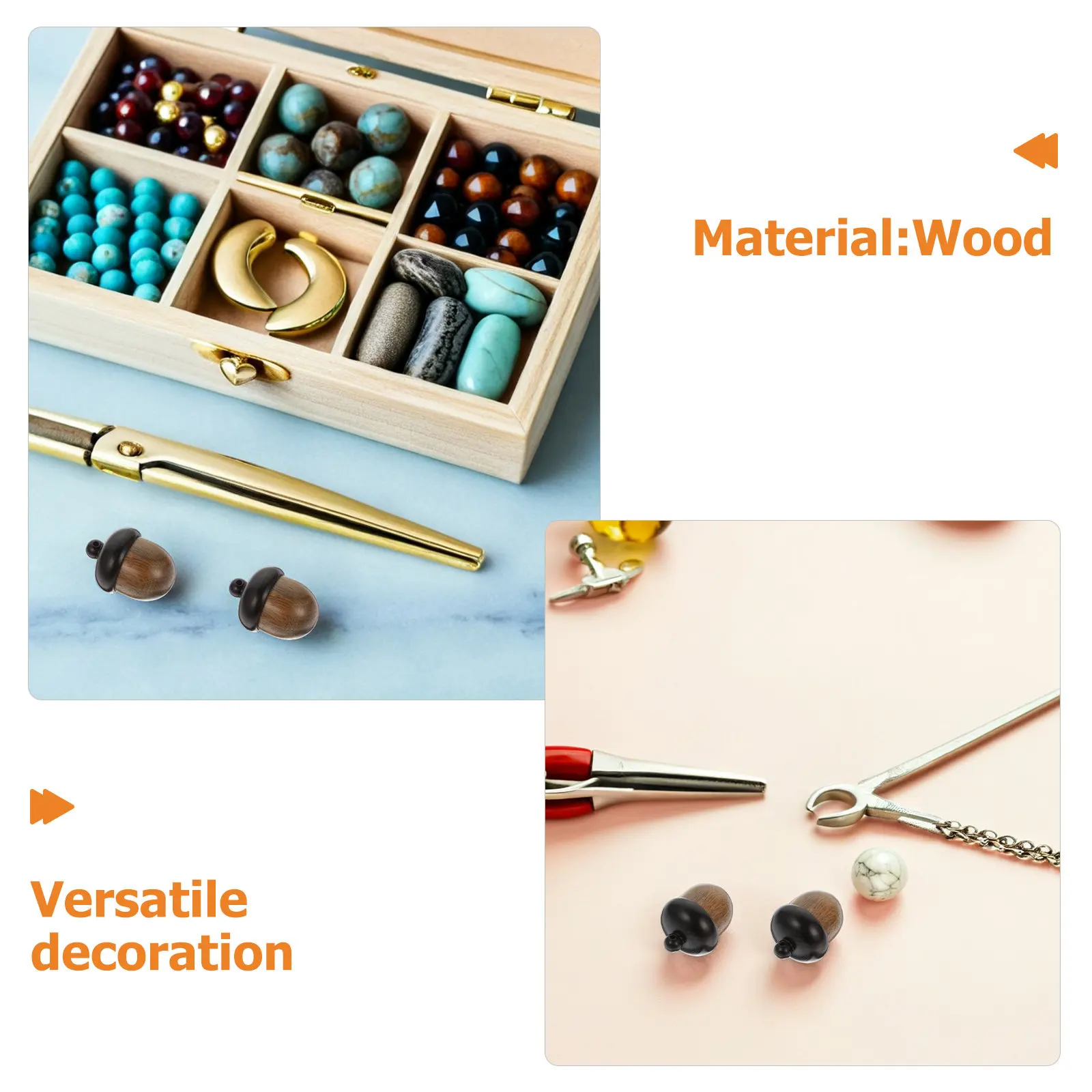 5Pcs Wooden Acorn Charms Multi-Color Openable Acorn Box Pendant Charm for DIY Jewelry Making Earrings Necklace Craft Supplies view 2
