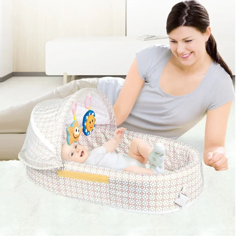 Multifunctional Baby Cribs Portable Baby Bed with Mosquito Net Cradle for Newborn Outdoor Travel Removable Mini Crib for Baby
