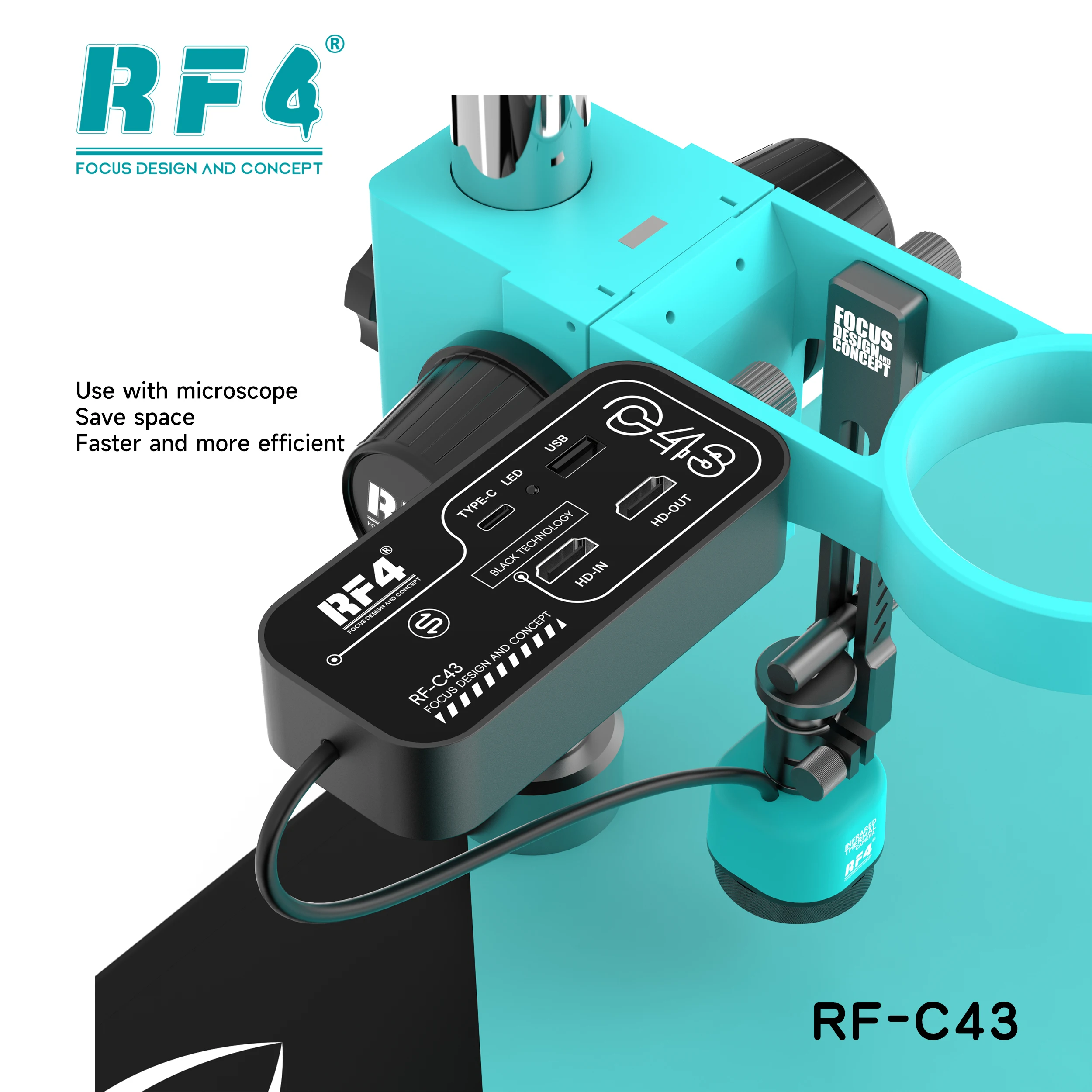 كاميرا التصوير الحراري RF4 الجديدة المستقلة RF-C43 تصميم سريع اللمس متوافق مع معظم كاميرا المجهر لإصلاح PCB