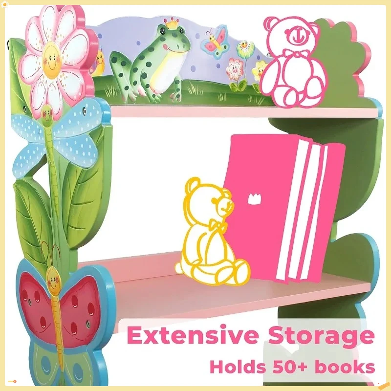 ディスプレイ、保管、整理！ 多層式木製子供用本棚、カラフルな収納引き出し付き