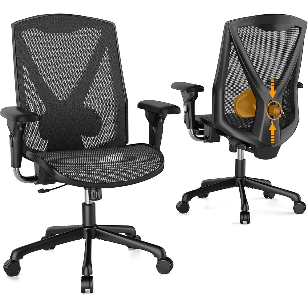 

Ergonomic Office Chair, High-Back Swivel Computer Gaming Desk Chair with Lumbar Support and Adjustable Armrests, Home Office Cha