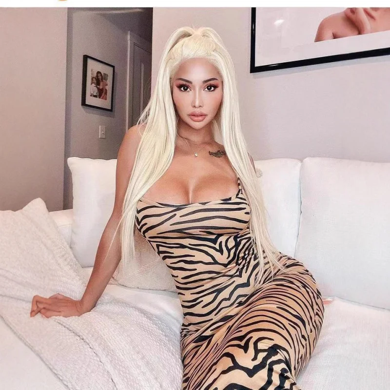 

Новое поступление, женское элегантное облегающее облегающее платье без бретелек без бретелек с круглым вырезом и тигровым принтом спереди