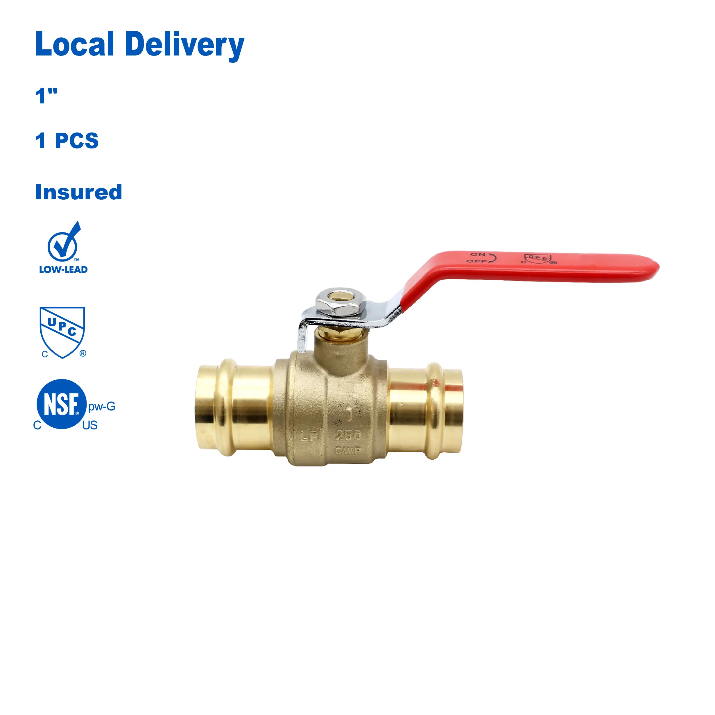 

KING SMART 1" Press Full Port 1/4 Turn Press Ball Valve; for Hot and Cold Water System; 1 Pcs/Case; Lead Free Brass; 80243