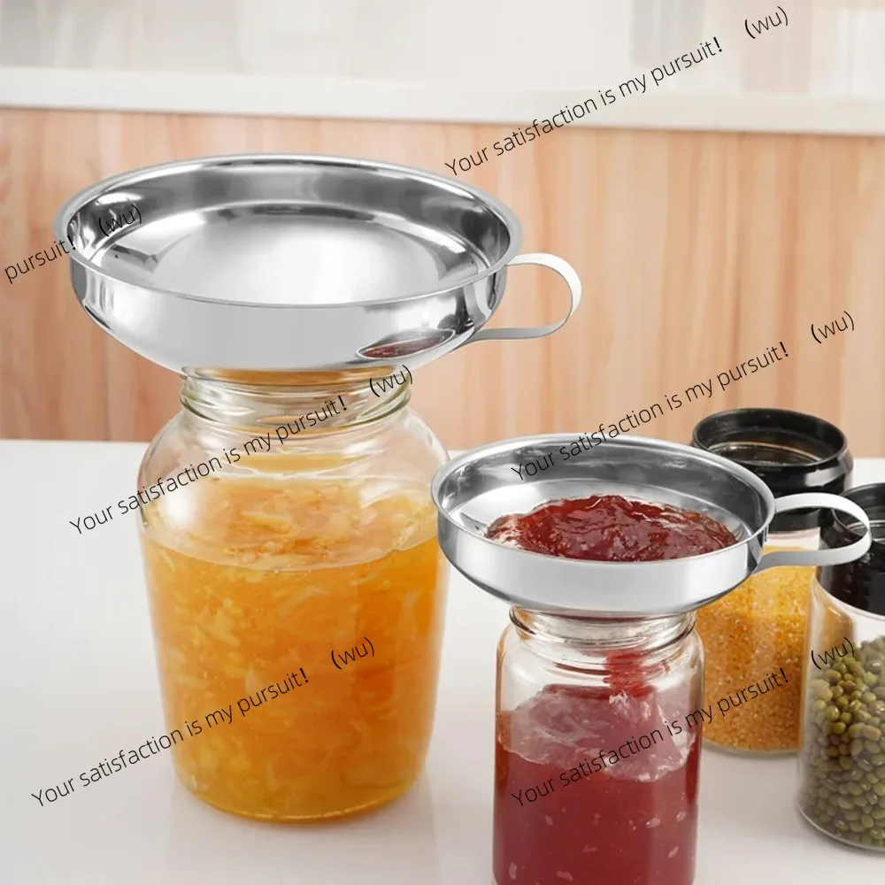 Multifunctional Funnel Stainless Steel Large Mouth Jam Can Wide Mouth Funnel Large Diameter with Handle Kitchen Gadgets